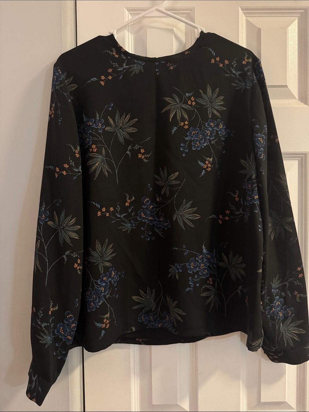 Pendleton Black Floral Long-Sleeve Blouse with Blue & Green Accents
